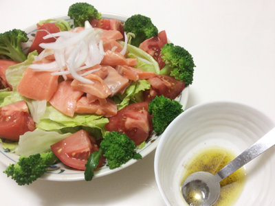 鮭の酢あらいサラダ　脳にいい食べ物レシピ＃45